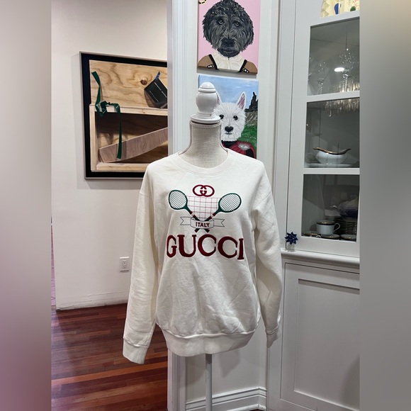 Gucci Cream Tennis Motif Sweatshirt - Picture 4 of 11